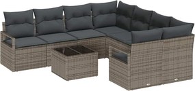 vidaXL Kanapé Szett párnával tárolóval 9 pcs Szürke polirattan