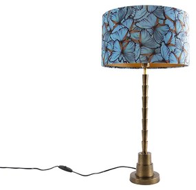 Art Deco asztali lámpa bronz színű, bársony pillangós árnyékolóval, 35 cm - Pisos