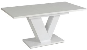 Összecsukható étkezőasztal CLARK - fehér fényes, 120-160 cm