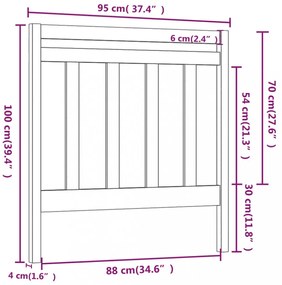 mézbarna tömör fenyőfa ágyfejtámla 95 x 4 x 100 cm