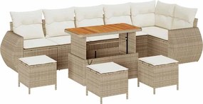 vidaXL Kerti Kanapé Szett párnával 10 pcs Beige és krém Poly Rattan