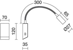 Novolux LEIDEN 517E-L0103B-35 Fali lámpa 1x3W/LED 240LM IP20