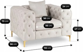 SORRENTO 1S fotel, krém bársony