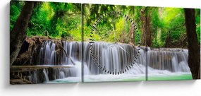 Kép egy vízesésről Kanchanaburiban, Thaiföldön (órával) (90x30 cm)