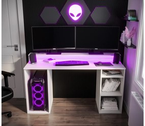 Sarok Gamer PC asztal Garrick 1 (fehér) (LED RGB világítással). 1064133