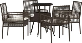 vidaXL Kert étkező szett 5 pcs Barna polirattan