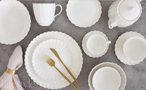 Fehér porcelán asztali kínáló tál 36x16 cm hullámos Easy Life Lifestyle