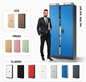 Fém iratszekrény JAN, 900 x 1850 x 400 mm, antracit-kék