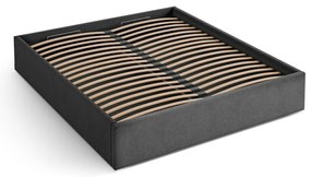 Antracitszürke kárpitozott ágyneműtartós-ágytámla nélkül franciaágy ágyráccsal 200x200 cm Susan – Micadoni