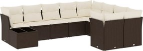 vidaXL 10 részes barna polyrattan kerti ülőgarnitúra párnákkal