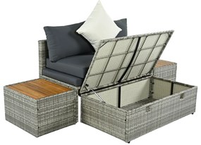 Kerti rattan szett DEBRA, szürke/természetes/krém