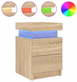 2 db sonoma tölgy színű éjjeliszekrény LED-del 35 x 39 x 55 cm