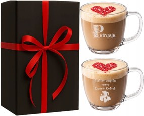 2 Nagy Üveg Bögrék Gravírozás Név Logó Ajándék Neki Párok