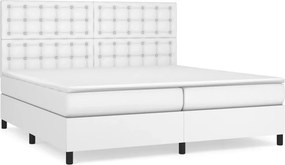 vidaXL fehér műbőr rugós ágy matraccal 200 x 200 cm