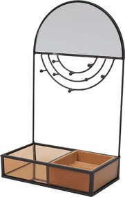 Rendszerező Állvány Fém Ékszertartó Tükörrel Fekete