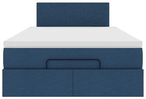 kék szövet ottomán ágy matraccal &amp; LED-ek 120x190cm