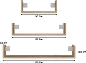 Mobi 3P fali polc (3db), sonoma