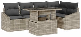 vidaXL Kerti Kanapé Szett párnával tárolóval 6 pcs Világosszürke