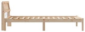 Ágykeret Fejtámlával és LED-del 80x200 cm Tömör Fenyő Fa