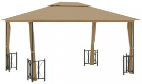 tópszínű pavilon oldalfalakkal és dupla tetővel 3x4 m
