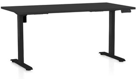 OfficeTech B állítható magasságú asztal, 160 x 80 cm, fekete alap, fekete