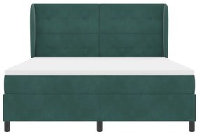 Boxspring Ágy Matraccal Sötétzöld 180x200 cm Bársonyos