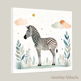 Zebra illusztráció akvarell – Légies, gyerekszobai falikép 40x40cm