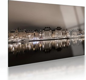 Egy város képe a félhomályban (üvegen) (70x50 cm)