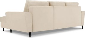 Bézs kordbársony kinyitható tárolóhelyes sarokkanapé (jobb oldali-heverő résszel) Kyoto – Cosmopolitan Design