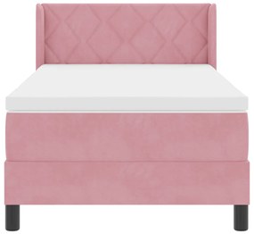 Boxspring Ágy Mattal Rózsaszín 90x200 cm Bársonyos