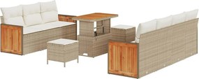 vidaXL Kerti Kanapé Szett párnával 10 pcs Beige és krém