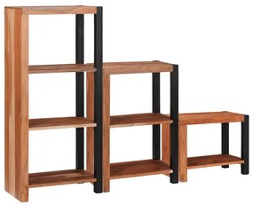 Könyvespolc 3 pcs Barna 50 x 30 x 110 cm Tömör akácfa
