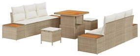 vidaXL Kerti Kanapé Szett párnával tárolóval 9 pcs Bézs Poli rattan