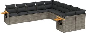 vidaXL 10 részes szürke polyrattan kerti ülőgarnitúra párnákkal