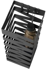 Fém esernyőtartó, akasztókkal és csepptálcával, 15,5x15,5x49 cm, fekete