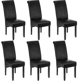 TecTake GmbH 403495 ergonomikus tömörfa étkezőszék - fekete, 6 darabos készlet