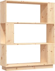 vidaXL tömör fenyőfa könyvszekrény/térelválasztó 80 x 25 x 101 cm