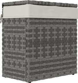 Outsunny PE Rattannal készült Kerti Tároló Box, Kültéri Tároló Pad Non-slip Lábakkal és Vízálló Béléssel, 57x34x62cm, Szürke és Bézs | Aosom