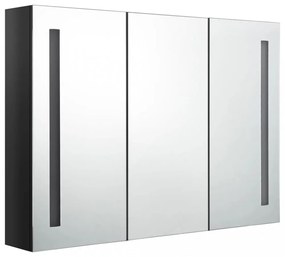 fényes fekete fürdőszobaszekrény LED világítással 89x14x62 cm