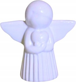 Kerámia angyalka fehér mini szívvel 5x2x5,5 cm figura