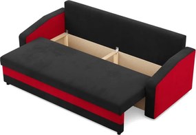 Hewlet kanapéágy, szövet anyag, bonell töltet, fekete - piros