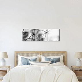 Kép - Fekete-fehér virágok (órával) (90x30 cm)