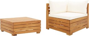 vidaXL 2 részes tömör akácfa kerti ülőgarnitúra párnákkal