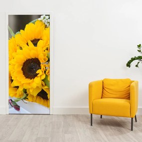 Fotótapéta ajtóra - Esküvői napraforgó csokor (95x205cm)
