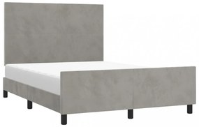 világosszürke bársony ágykeret matrac nélkül 140 x 190 cm