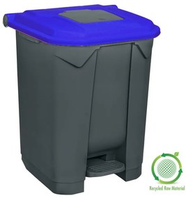 Szelektív hulladékgyűjtő konténer, műanyag, pedálos, antracit, kék, 50L