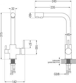 Mexen DUERO - Magas csap / mosogató, rozsdamentes acél, 671600-99