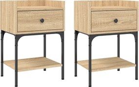 vidaXL 2 db sonoma tölgy színű szerelt fa éjjeliszekrény 40,5x31x60 cm