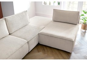 Krémszínű kordbársony sarokkanapé (variálható) Nihad modular – Bobochic Paris