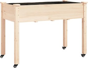 vidaXL tömör fenyőfa kerekes ültetőláda béléssel 118x59x80 cm